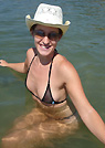 angela in a malibu strings bikini
