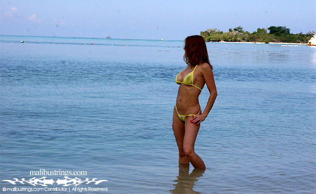 Irene in Negril, Jamaica in Malibu Strings bikini.