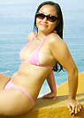 rosie in a malibu strings bikini