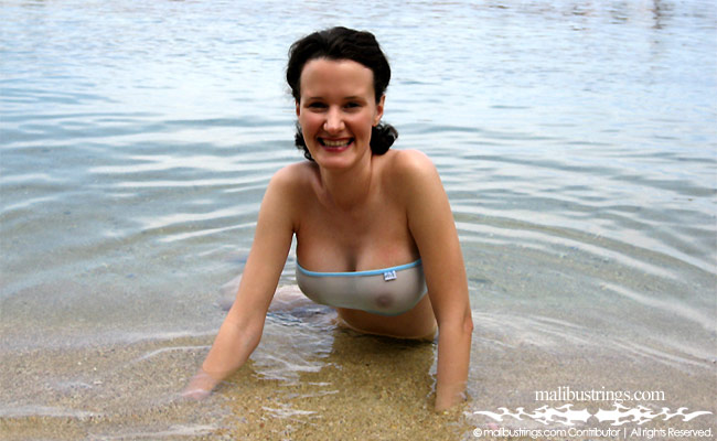 Dominique in a Malibu Strings bikini in Jamaica.