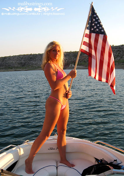 Erin B in a Malibu Strings bikini in Lake Pleasant, Arizona.