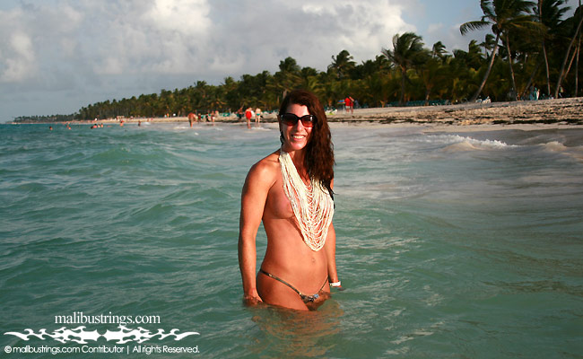 Laurie G in a Malibu Strings bikini in the Caribbean.
