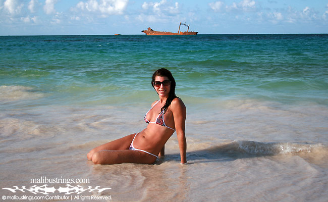 Laurie G in a Malibu Strings bikini in the Dominican Republic.