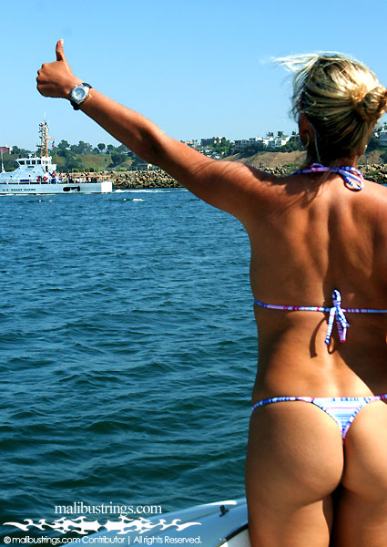 Natasha in a Malibu Strings bikini off the coast of California.