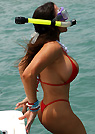 alicia in a malibu strings bikini