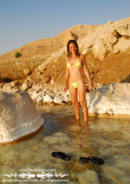 Belle in a Malibu Strings bikini in the Dead Sea, Isreal.