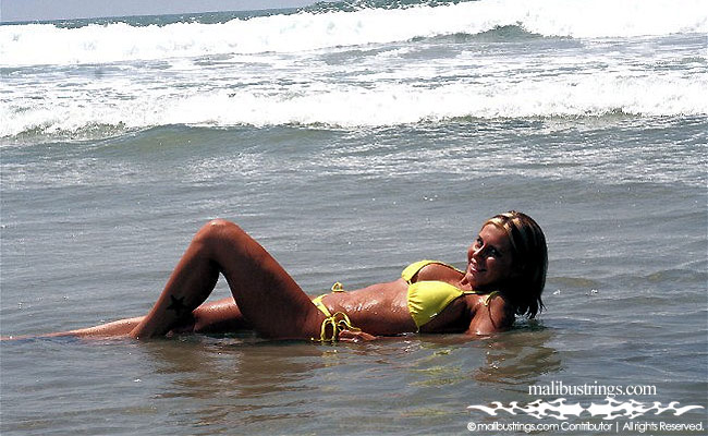 Jeni in a Malibu Strings bikini in Huntington Beach.