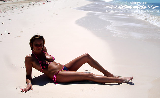 Kandi in a Malibu Strings bikini in Half Moon Keys, Bahamas.