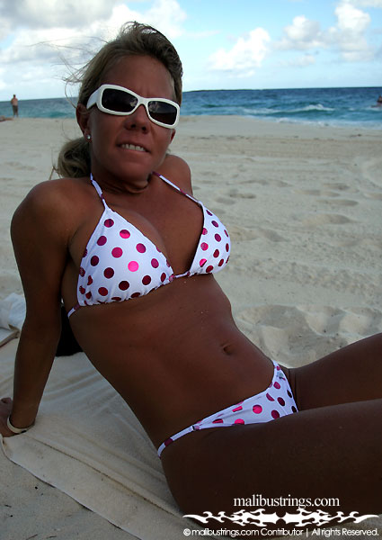 Kim K in a Malibu Strings bikini in the Bahamas.