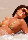 kj in a malibu strings bikini