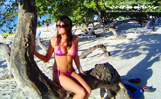 Maria in a Malibu Strings bikini in the Dominican Republic.