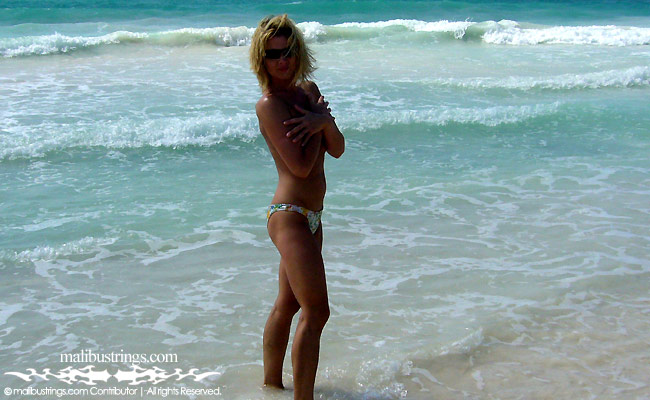 Angie in a Malibu Strings bikini in Mexico.