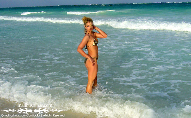 Angie in a Malibu Strings bikini in Mexico.