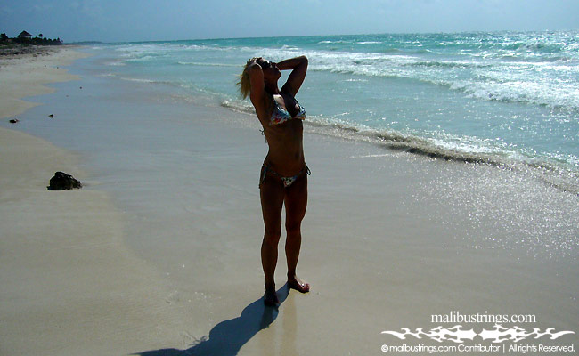 Angie in a Malibu Strings bikini in Mexico.