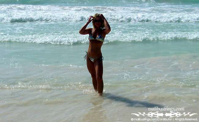 Angie in a Malibu Strings bikini in Mexico.
