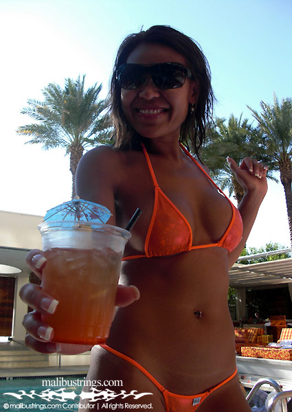 Daly in a Malibu Strings bikini at the Pond, Las Vegas.