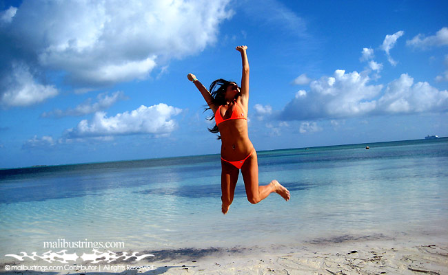 Maria in a Malibu Strings bikini in the Bahamas.