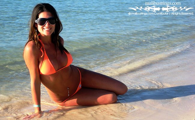 Maria in a Malibu Strings bikini in the Bahamas.