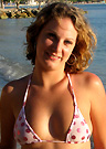 meg in a malibu strings bikini