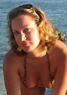 meg in a malibu strings bikini
