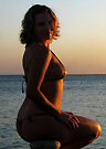 meg in a malibu strings bikini