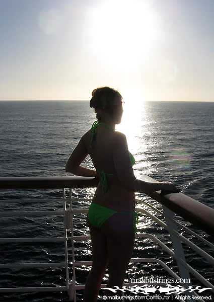 Sarian in a Malibu Strings bikini on a Cruise.
