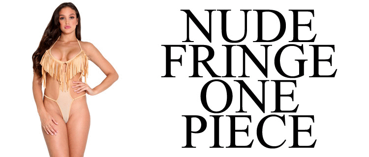 Nude Fringe Mesh One Piece